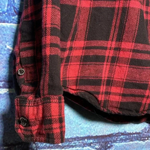 Eddie Bauer Shirt Men's Flannel Button Down Large Red Plaid - Picture 2 of 6